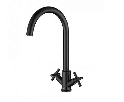 Смеситель для кухни FMARK FS8432H двуручный,черный,нержавеющая сталь