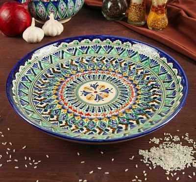 Ляган Риштанская Керамика "Узоры" 31см синий  2741381