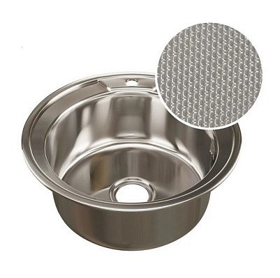 Мойка нержавеющая 490мм, 0,8мм, глубина 180мм, врезная, круглая, матовый декор Mixline 532306