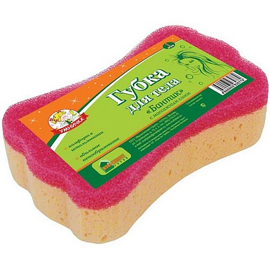 Губка для тела "Умничка" Бантик с массажным слоем