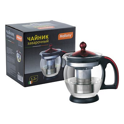 Чайник заварочный 1,2л DEKOTTO-1200 фильтр из нерж. стали, стекло, пластик