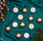 Набор шаров пластик d-4 см, 16 шт "Изабель" узоры, белый золото  9510598