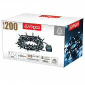 Электрогирлянда VEGAS "Нить" 200 разноцветных LED ламп, контроллер 8 режимов, зеленый провод, 20 м, 220 v /20