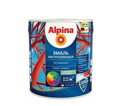 Эмаль ALPINA быстросохнущая по ржавчине полуматовый База 3 (2,35л)