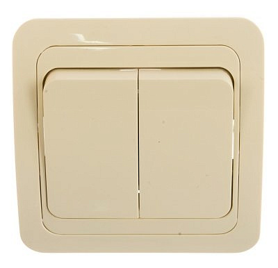 Выключатель UNIVersal Валери СУ 2 клавиши слоновая кость (пластиковое основание) Б-В0023