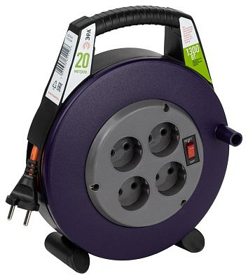 ЭРА Силовой удлинитель на пластиковой катушке ПВС 2*0,75 4 розетки 20м 6А закрытый корпус выкл.ВРx-4 1128 808164