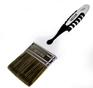 Кисть DECOR "Black White" для лака 25х15мм темная щетина, 2К ручка 830-025