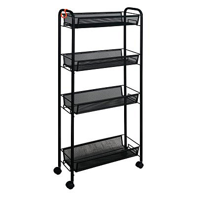 Этажерка "Ладья 14К" 4 корзины 450*180*985 на колесах черный Э372