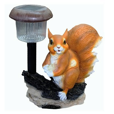Садовая фигура Белка с орешком под фонарем 39х27 полистоун