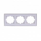 Рамка 3 места , горизонтальная ,белая с боковой вставкой , хром 703-0225-148