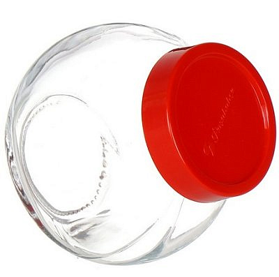 Банка для сыпучих продуктов боковая с красной  крышкой 200мл Bella 80386