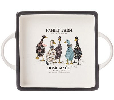 БЛЮДО С РУЧКАМИ LEFARD "FAMILY FARM" КВАДРАТНАЯ  25,5*18*4 СМ  263-1257