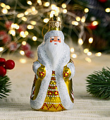 Ёлочная игрушка "Дед Мороз" снежинки, 12 см ручная роспись, золото 7124058