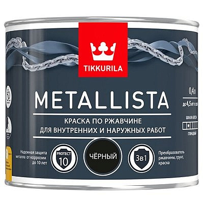 Краска по ржавчине Metallista Черная 2,5л Тиккурила