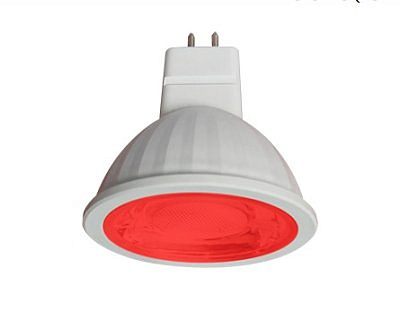 Лампа светодиодная MR16 GU5.3 220V  9W КРАСНЫЙ прозрачное стекло 47*50