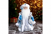 Дед Мороз "В голубой шубе, с посохом и подарками" двигается, 22х30 см 6939398