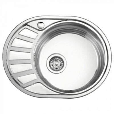 Мойка для кухни нержавеющая 570*450мм,0,6 мм,глубина 160мм,врезная,овал,глянцевая,правая