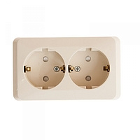 Розетка 2-м ОП 16А с/з защит. шторки кремовый SchE PA16-008K