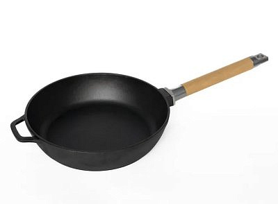 Сковорода чугунная  глубокая, съемная  ручка 24см ТМ Гардарика 0324