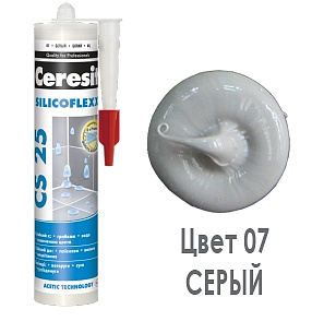 Затирка-герметик CERESIT CS 25 эластичный силиконовый  (серый) 280мл 