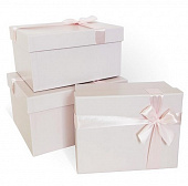 Коробка подарочная с бантом бумага ПУДРОВЫЙ матовый 230x190x130 (прямоугольник, 230х190х130, мелованая бумага , пудровый , матовый, лента розовая, бледно, 6)