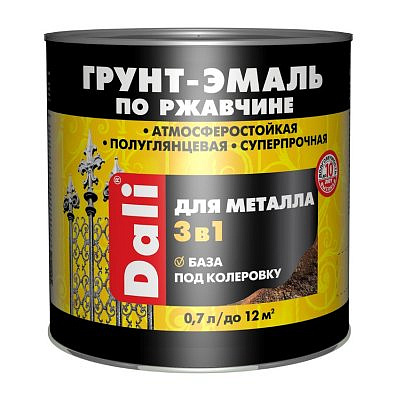Грунт-эмаль по ржавчине Dali 3 в 1 База А  0,7л 270369
