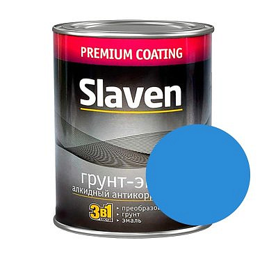 Грунт-эмаль по ржавчине Slaven  3в1 голубой 1,1кг