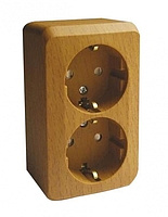 Розетка 2-м ОП 16А с/з защит. шторки бук SchE PA16-008Т