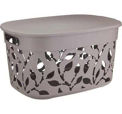 Коробка Флора 12л с крышкой французкий серый