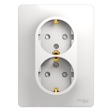 Розетка 2-м с заземлением шторки белая SchE GLS000126