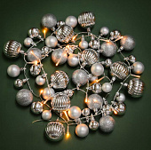 Гирлянда электрическая декоративная из шаров, 5 LED, 281см, 1 режим, 3xААА, серебряный, пластик СНОУ БУМ 384-328