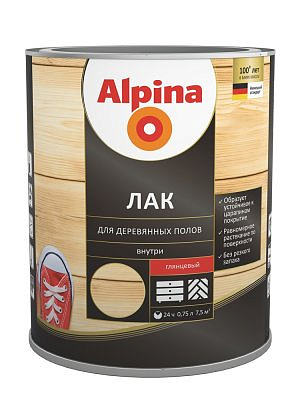 Лак ALPINA алкидно-уретановый для деревянных полов глянцевый 0,75л