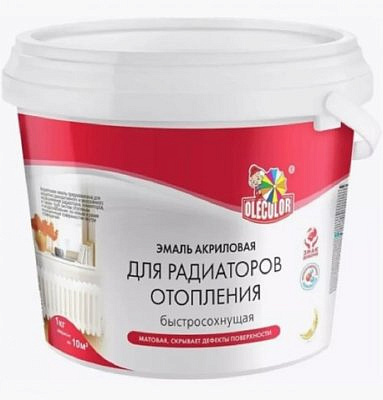 Эмаль OLECOLOR акриловая для радиаторов отопления матовая 0,5кг
