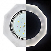 Светильник Ecola GX53-H4 LD5312 стекло , восьмиугольник , подсветка 4К , хром-матовый 38x133 SL538AECH