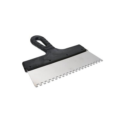 Шпатель зубчатый нержавеющая сталь пластиковая ручка 6*6 250мм 004306002