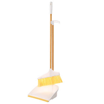 Набор VETTA щётка с длинной ручкой совок пластик молочный бамбук 445-405