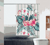 Шторка для ванны тканевая "Фламинго в цветах" MZ-104 180х180см