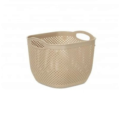 Корзина DIAMOND 22х22х17,5см круглая с ручками латте  HL041281L