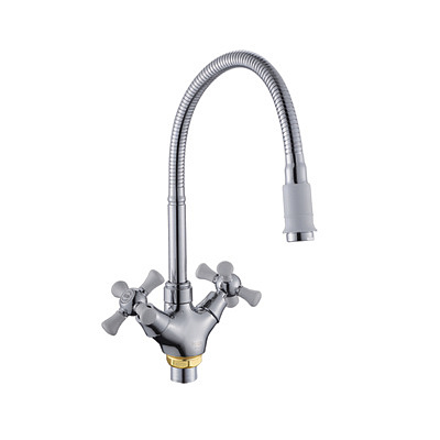 Смеситель для кухни Ростовская Мануфактура SL92W-279F с высоким изливом хром белый