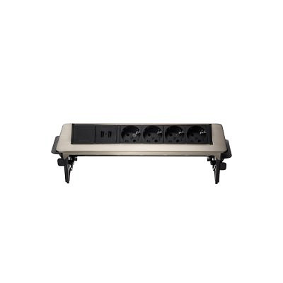 Полуавтоматический блок розеток Mebax 47 3 секции Серый металлик 276х93мм 2 USB, 00-00001164 