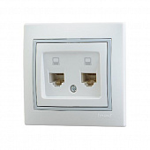 Розетка 701-0215-141компьют. СУ 2 мест.бел. сер.(RJ45)