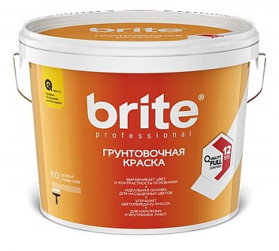 Краска в/д BRITE PROFESSIONAL грунтовочная белая, 9л