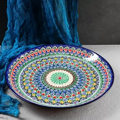 Ляган Риштанская Керамика "Узоры" 36см синий  2870523