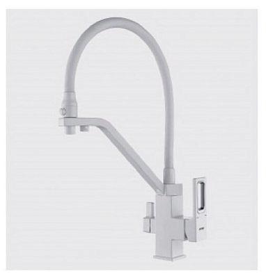 Смеситель для кухни Gappo однорычажный с подключением фильтра для воды белый хром G4317-6 