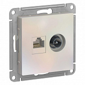 Механизм розетки конн. TV + комплект СУ 2-м RG6+RJ45 бежевый SchE GSL000289