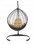 Подвесное кресло КАПЛЯ Ротанг (ЧЕРНЫЙ),подушка бежевая