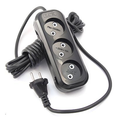 Удлиннитель сетевой У3-Е , 3-местный с заземлением, 2м , черный