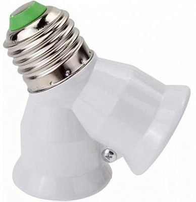 Переходник с цоколя Е27 на 2хЕ27 белый. 