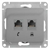 Механизм розетки телеф.+комп. 2-м RJ11+RJ45 аллюмин. SchE GLS000385