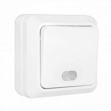 Переключатель Олимп UNIVersal  ОУ 1 клавиша с индикатором ,  белый (пластик) О0121